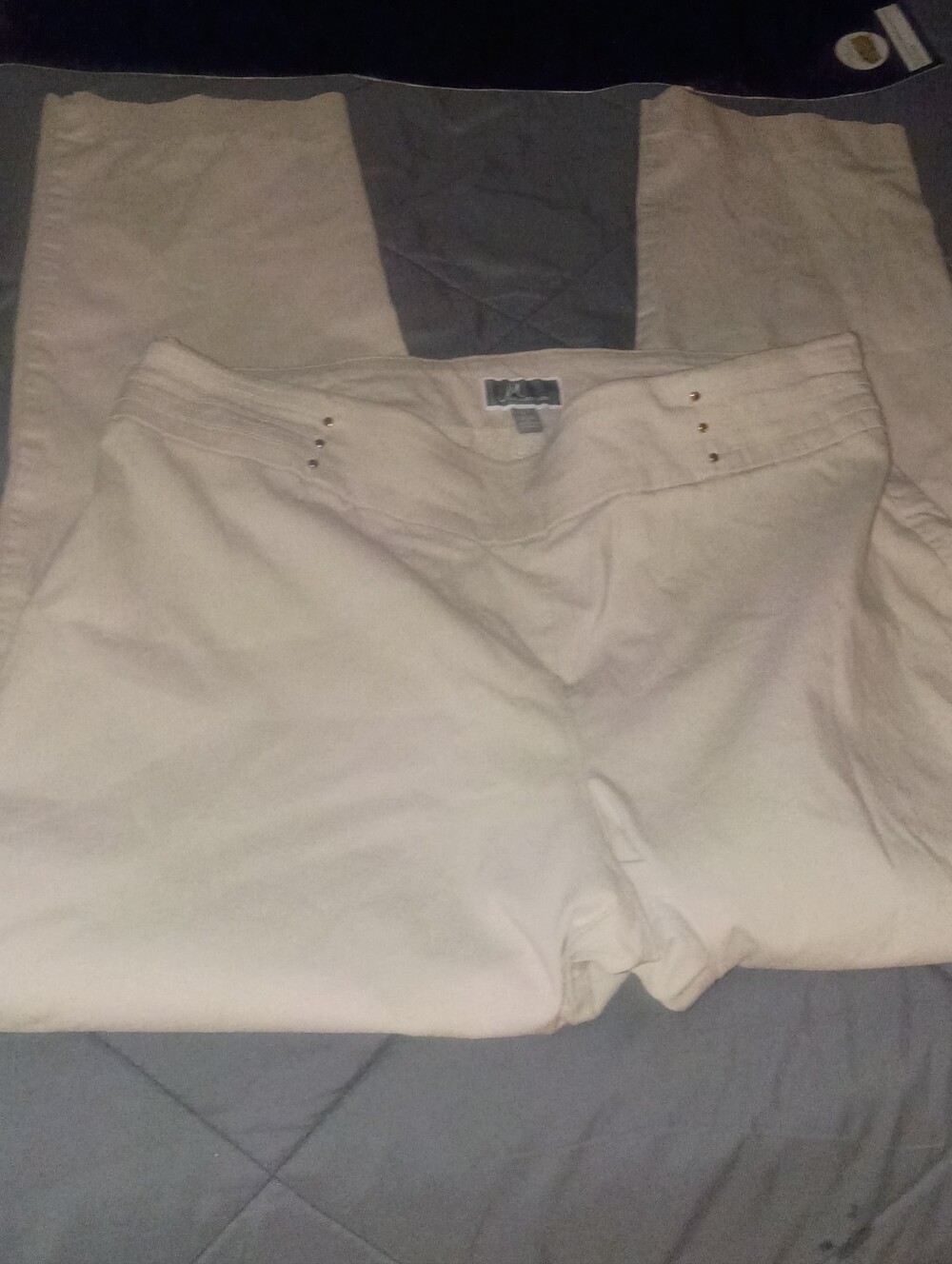 JM Collections Women’s Cream Stretch Pants with Decorative Studs